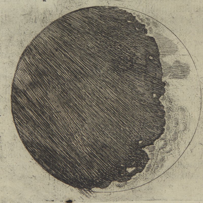 A waxing moon: Galileo's etching, Sidereus Nuncius, 1610